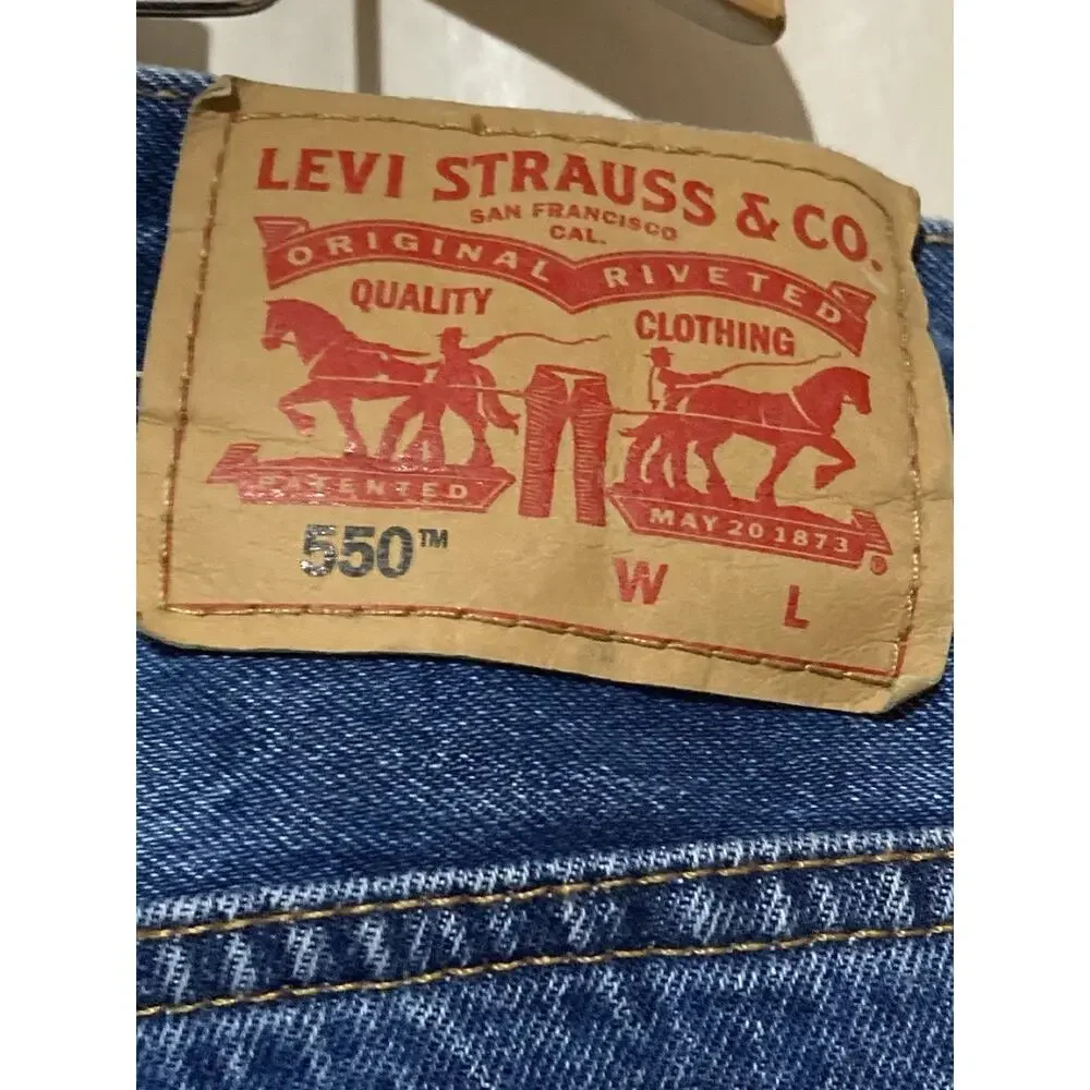 Levis 550 Jeans Men's 44x29 Blue Denim‎ Relaxed Fit Straight Leg Medium Wash